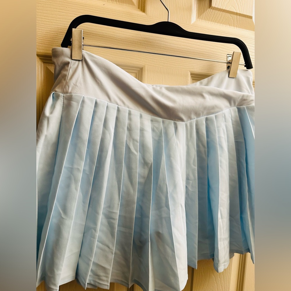 Light Blue Pleated Women's Skirt - Picture 2 of 5